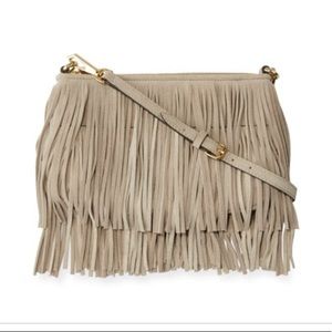Finn Suede Khaki fringe bag.